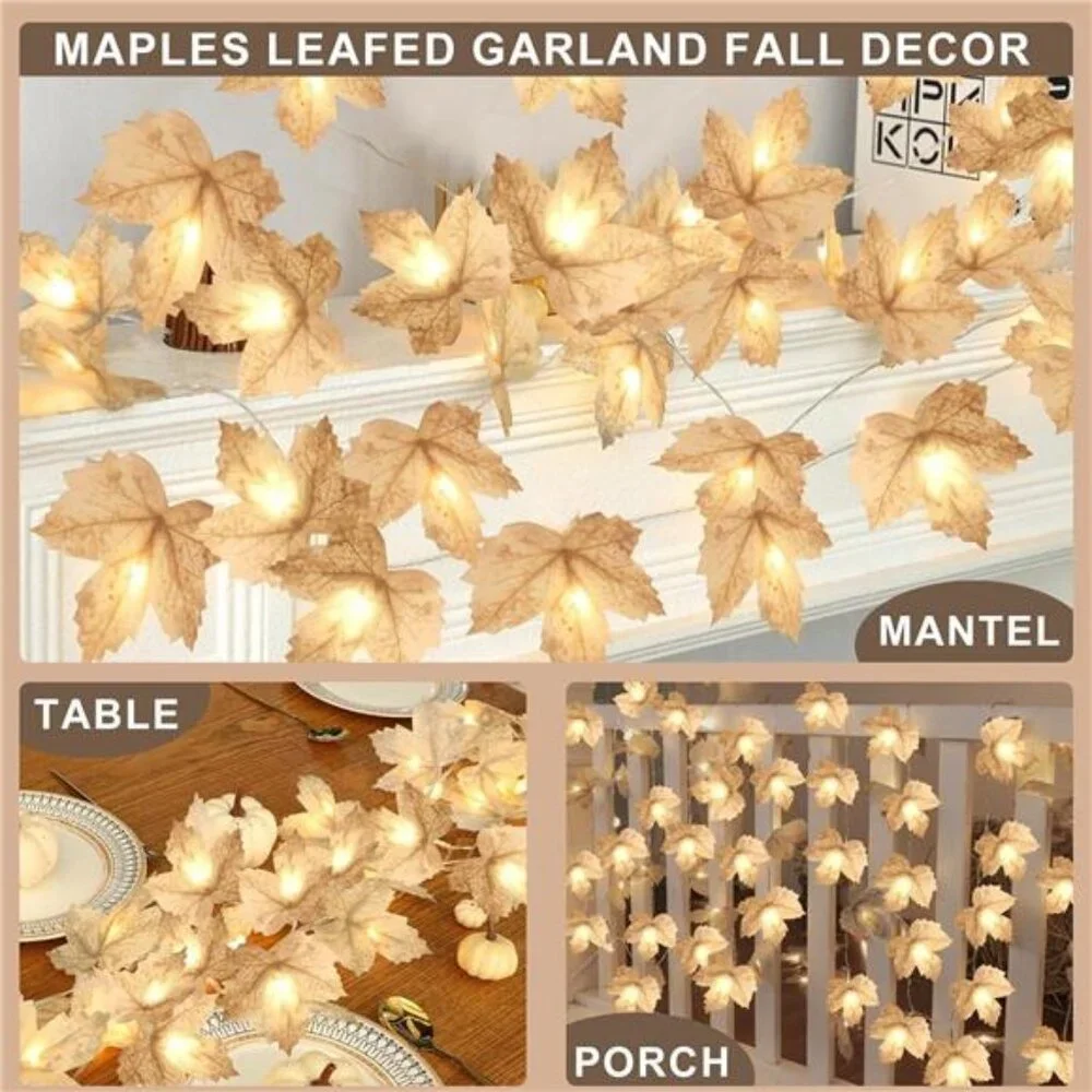 3Pack Fall Decor-Fall Garland with Lights Thanksgiving Fall Decorations for Home